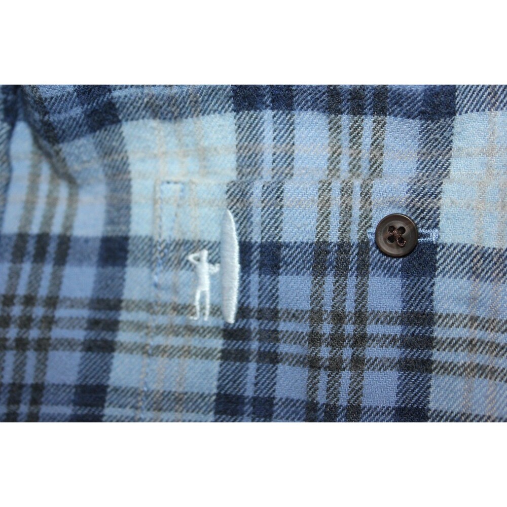 Johnnie-O Hangin Out Shirt Mens Large Blue Plaid Button Down Flannel Sz M - Picture 8 of 10